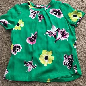 J Crew Green Floral Blouse